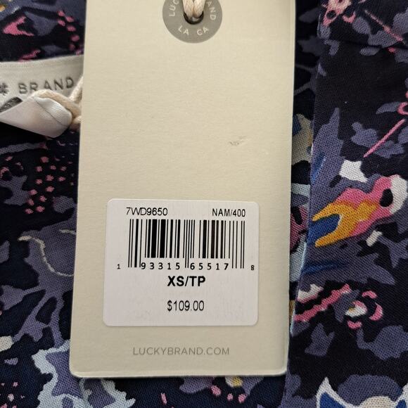 Lucky Brand Florence Border Print Dress Navy Blue Size XS NWT - Picture 9 of 12